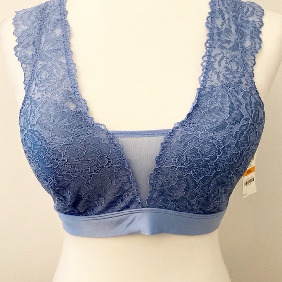INC International Concepts Lace Trim Blue Bralette - Picture 2 of 9